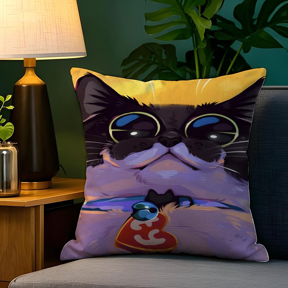Funny Cute Christmas Cats Pillow Case Natural Linen Pillow Case DoubleSided Decor Sofa Pillowcase Home Decor