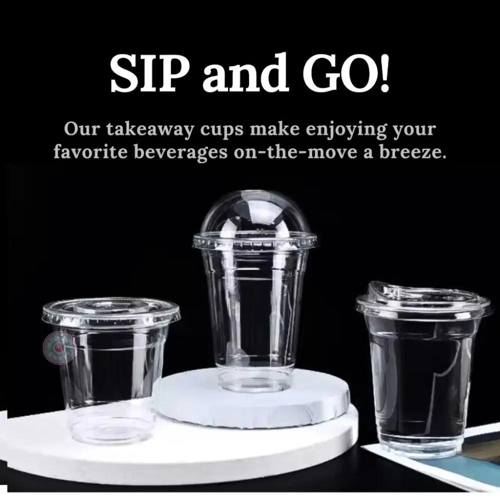 New 95mm Cup And Lids Plastic Transparent Disposable Cup Milktea Cup