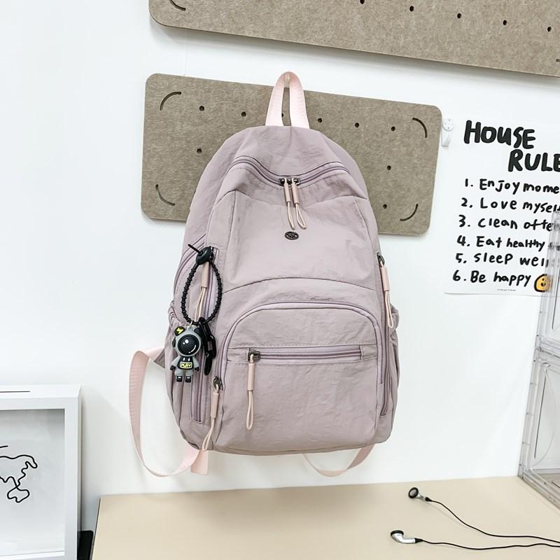 Lightweight schoolbag female solid color water-proof multi-pocket computer commuting backpack college student class travel backpack