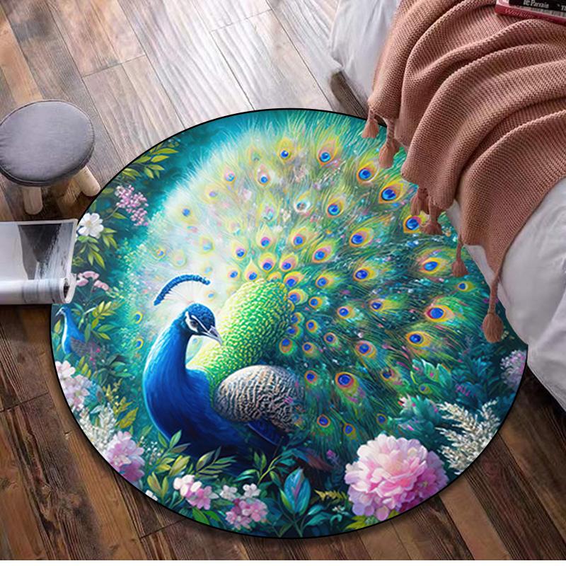 1Pc Animal Circular Print Rug - Home Decoration Carpet For Living Room Bedroom Flooring Computer Chair Area Rug