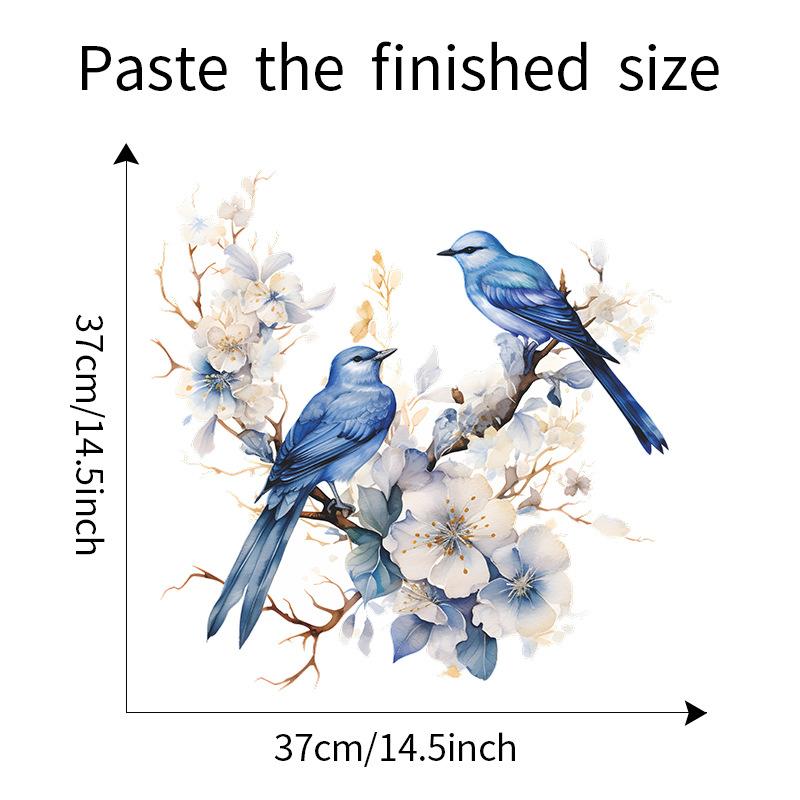 Painted Branch Flower Birds Wall Sticker Bedroom Living Room Porch Home Background Decoration Self-adhesive Decals