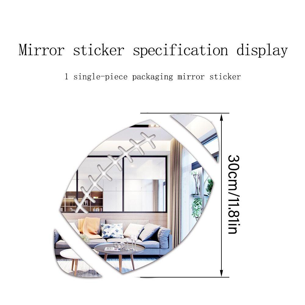 1Set Modern Style 3D Basketball/Football/Rugby Shaped Mirror Wall Sticker Gold/Silver/Black Wall Art Waterproof PVC Mirror Decal