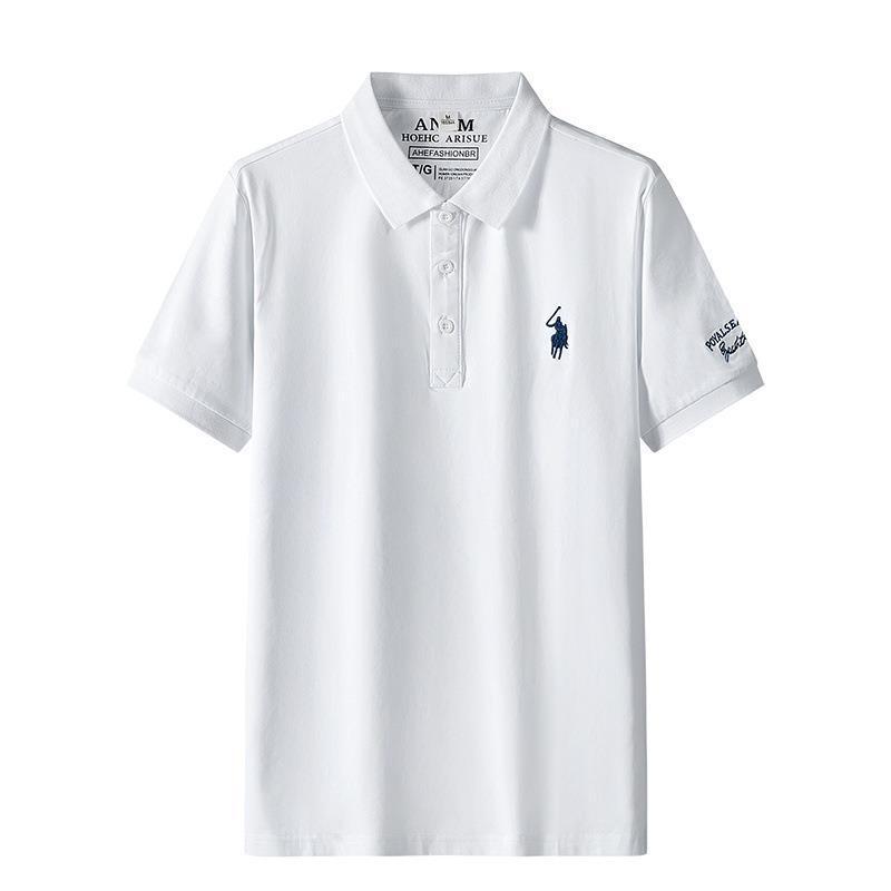 Tricou polo pentru bărbați, de vară, cu mânecă scurtă, brodat, lejer, cu dungi