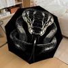 Black and White Snake Head Print Automatic Opening Folding Umbrella with 8-Bone Iron Frame - Perfect for Fans, Travelers, Daily Use, and Fes