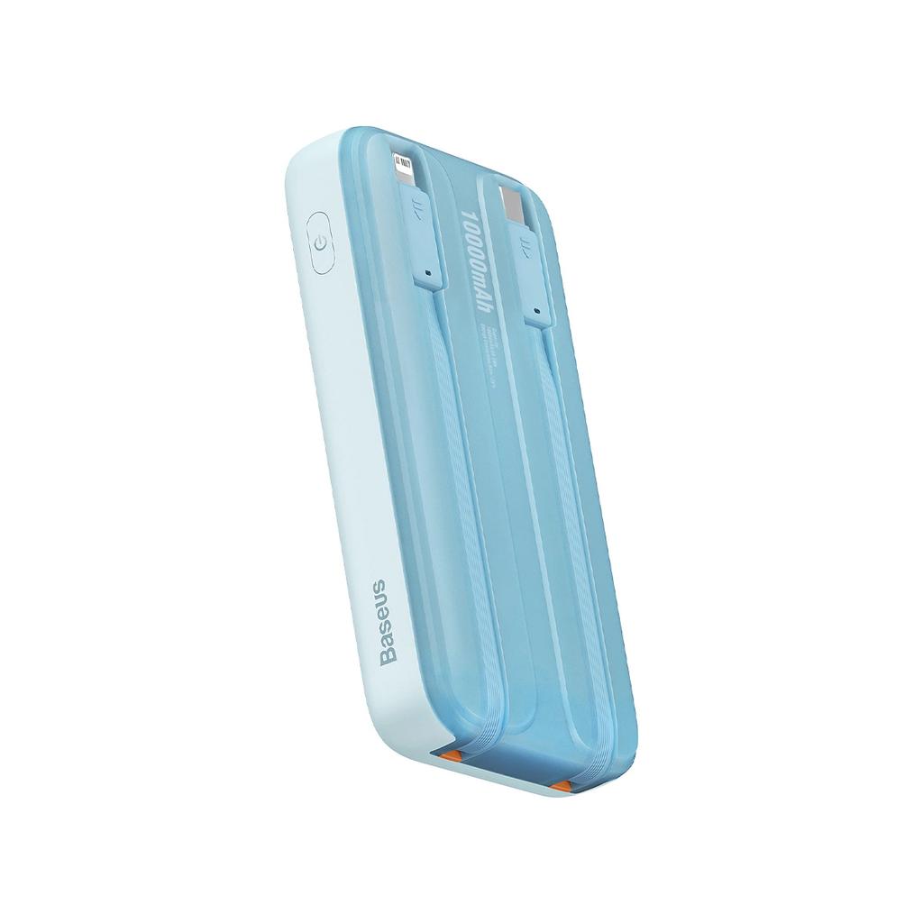 Powerbank Baseus Comet Series with Display 10000mAh 22.5W - Blue + USB-A To USB-C Cable 0.3M - White