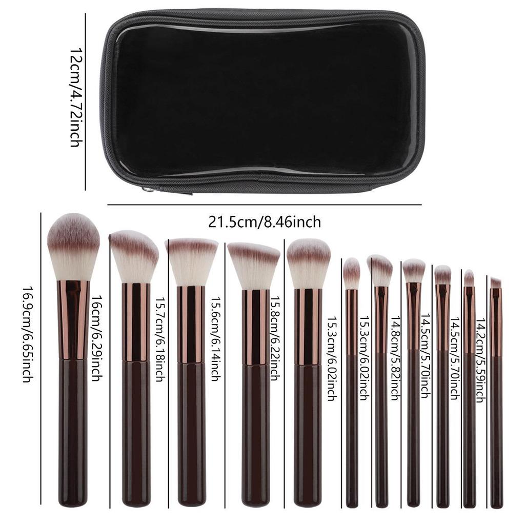 11-Piece Makeup Brush Set - Powder, Blush, Contour, Foundation, Eyeshadow Brushes