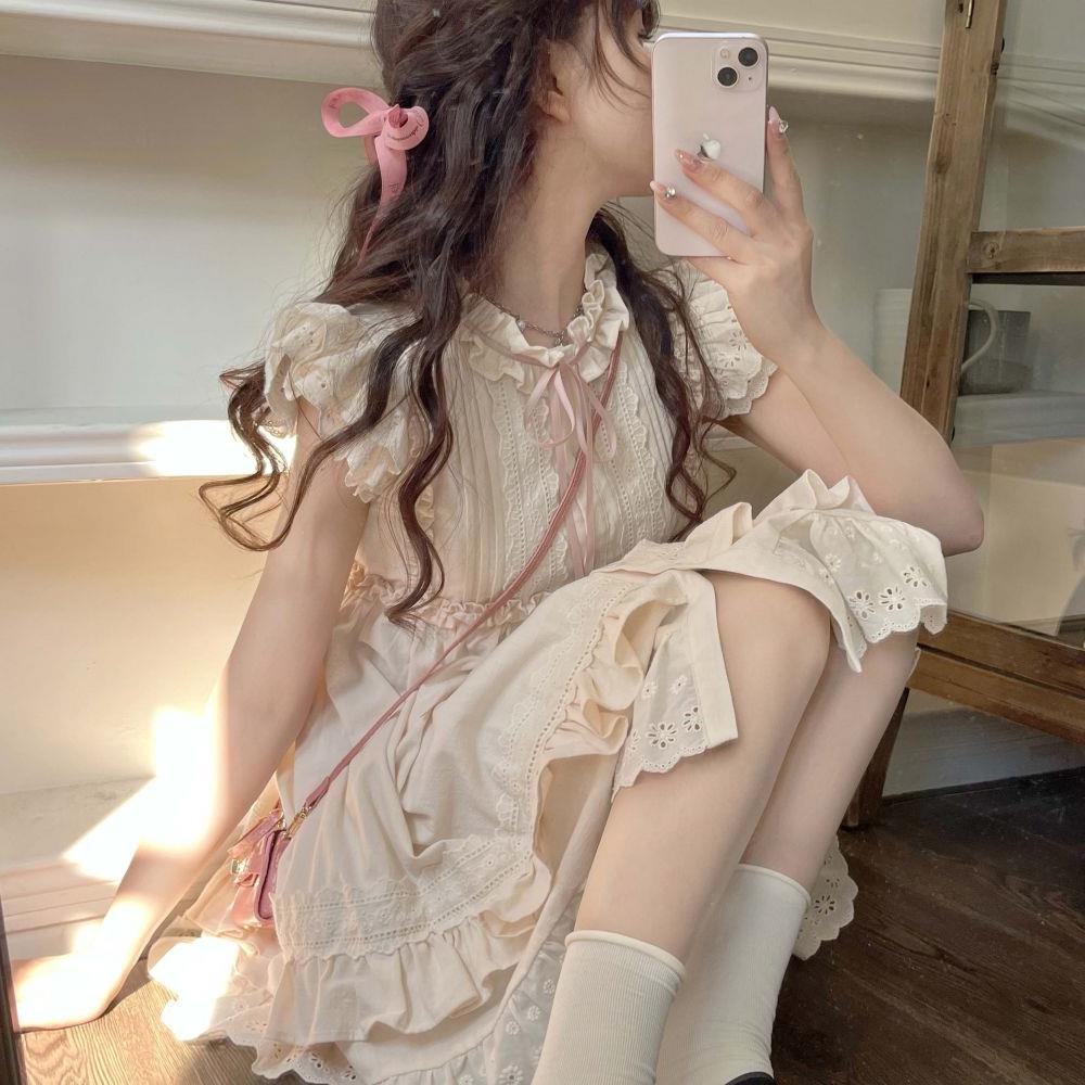 Summer Romance Puff Sleeve Ruffle Dress - Women's Trendy Slimming Outfit