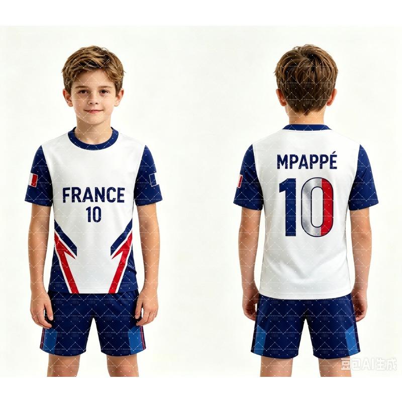 2026 Special Nr. 10 Mbappé Fußballtrikot Shorts Set Damen Frankreich Flagge Fans Shirt und Shorts Sommer Kinder 2-teiliges Set