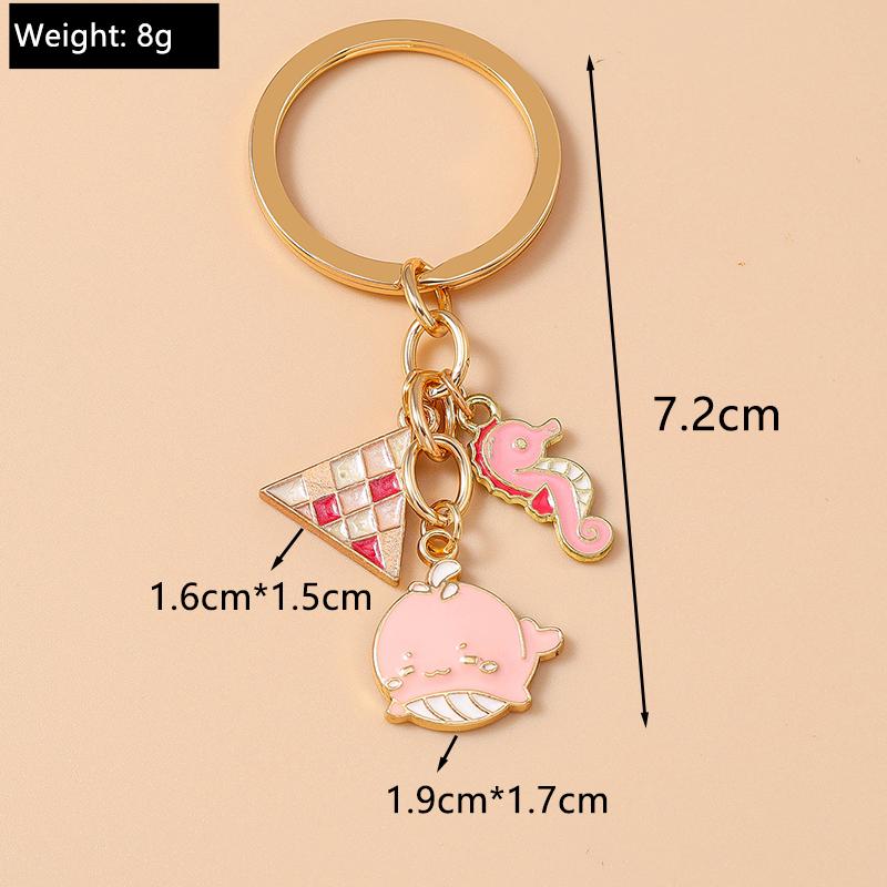Cute Enamel Fish Keychain Marine Life Key Ring Pendant for Women Girls Handbag Decor DIY Handmade Jewelry Gift