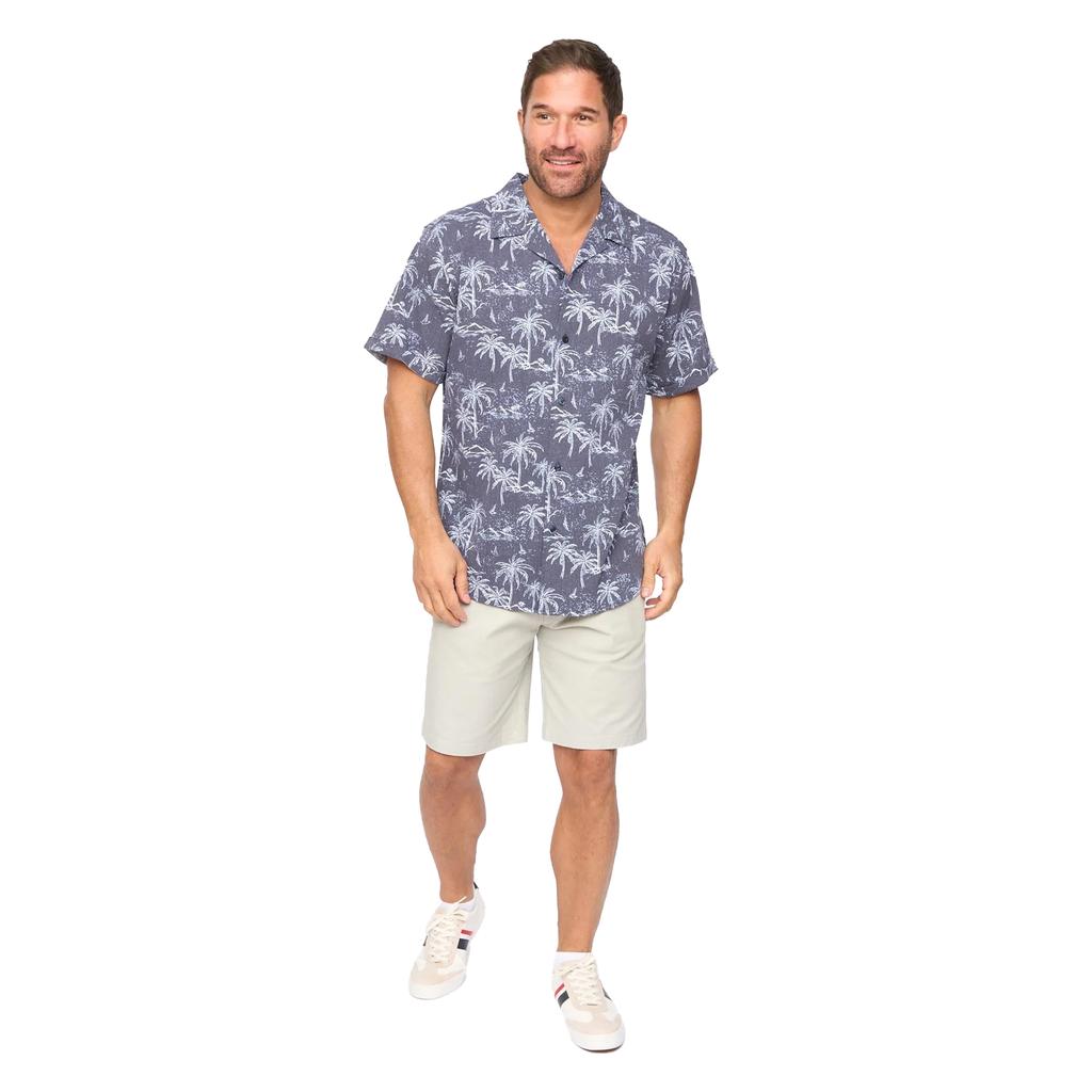 Bewley & Ritch Mens Arecas Palm Print Polyester Short-Sleeved Shirt