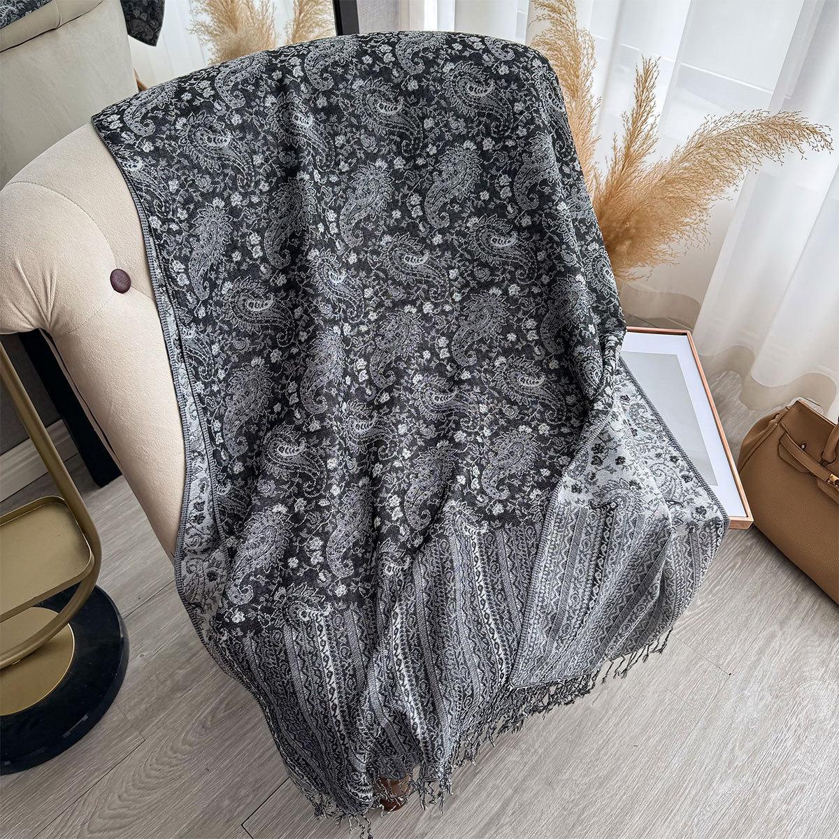 

Новый женский этнический стиль платок с узором «кешью» имитация кашемира шаль двусторонний дорожный декоративный шарф 195*70CM серый