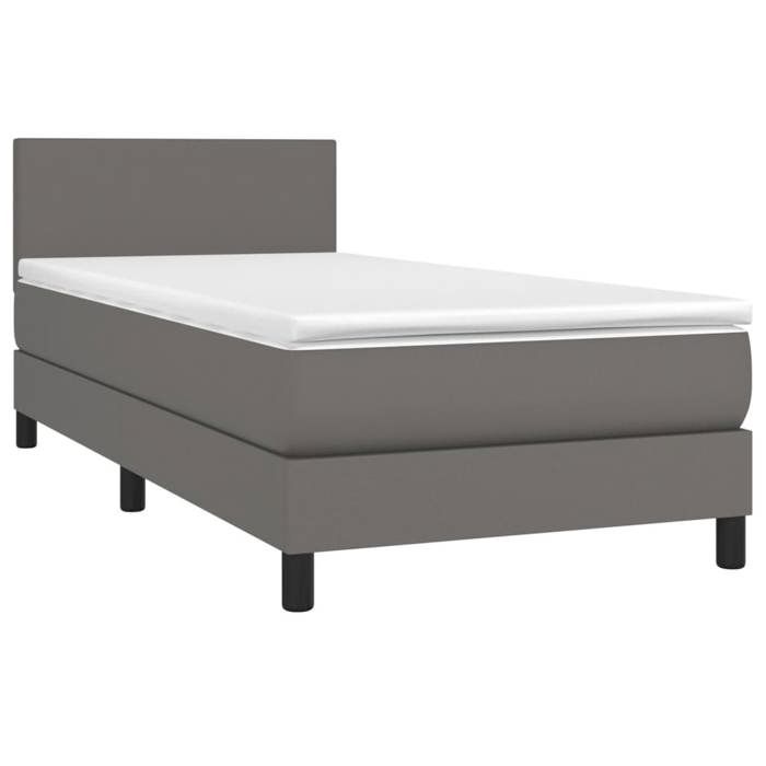 3140973 vidaXL Divan Bed with Mattress Grey 80x200 Cm Faux Leather