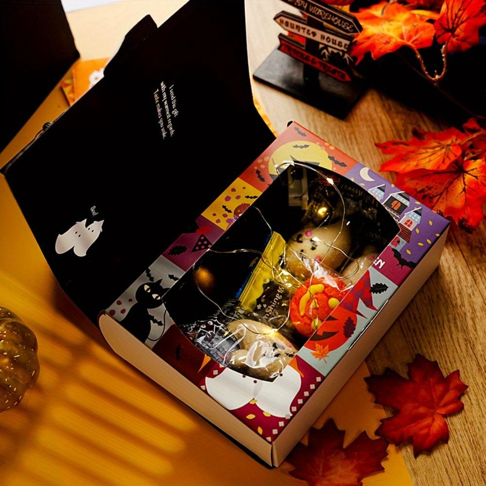 10 szt. Halloweenowe Dekoracyjne Pudełka na Prezenty Papierowe Pudełko do Przechowywania w Kształcie Książki Dekorowane w Stylu Gotyckim Pudełko Ozdobne Imitujące Książkę Pudełka na Książki o Tematyce Halloween