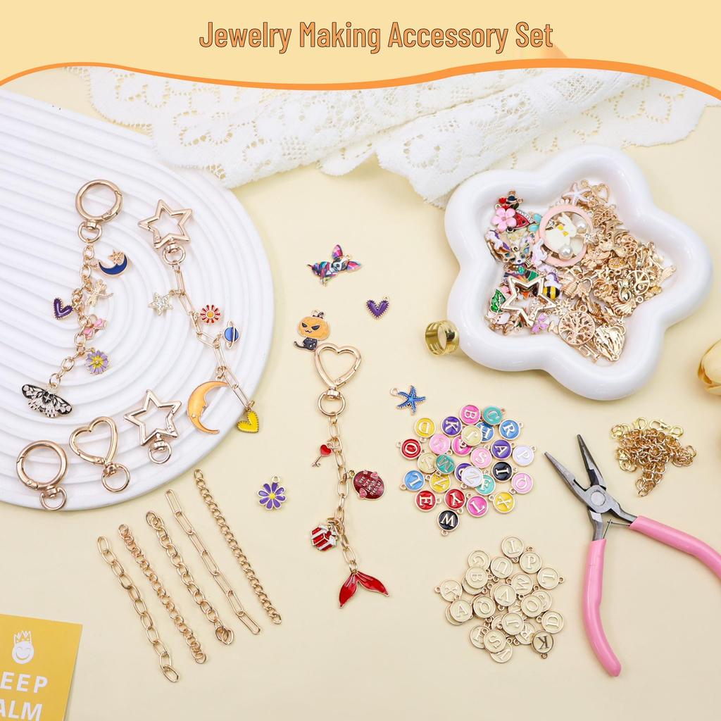 Dream 286-Piece Enamel Alloy DIY Charm, Pendant & Keychain Set