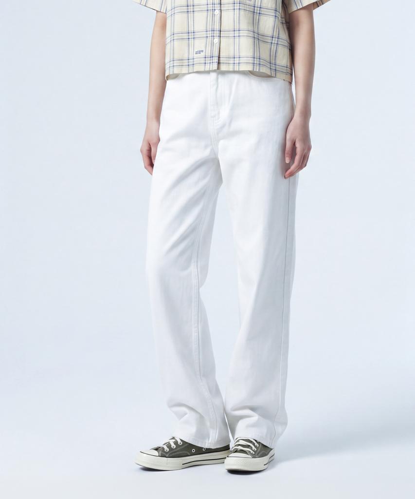 Santokalle Washed Wide Cotton Pants (White)