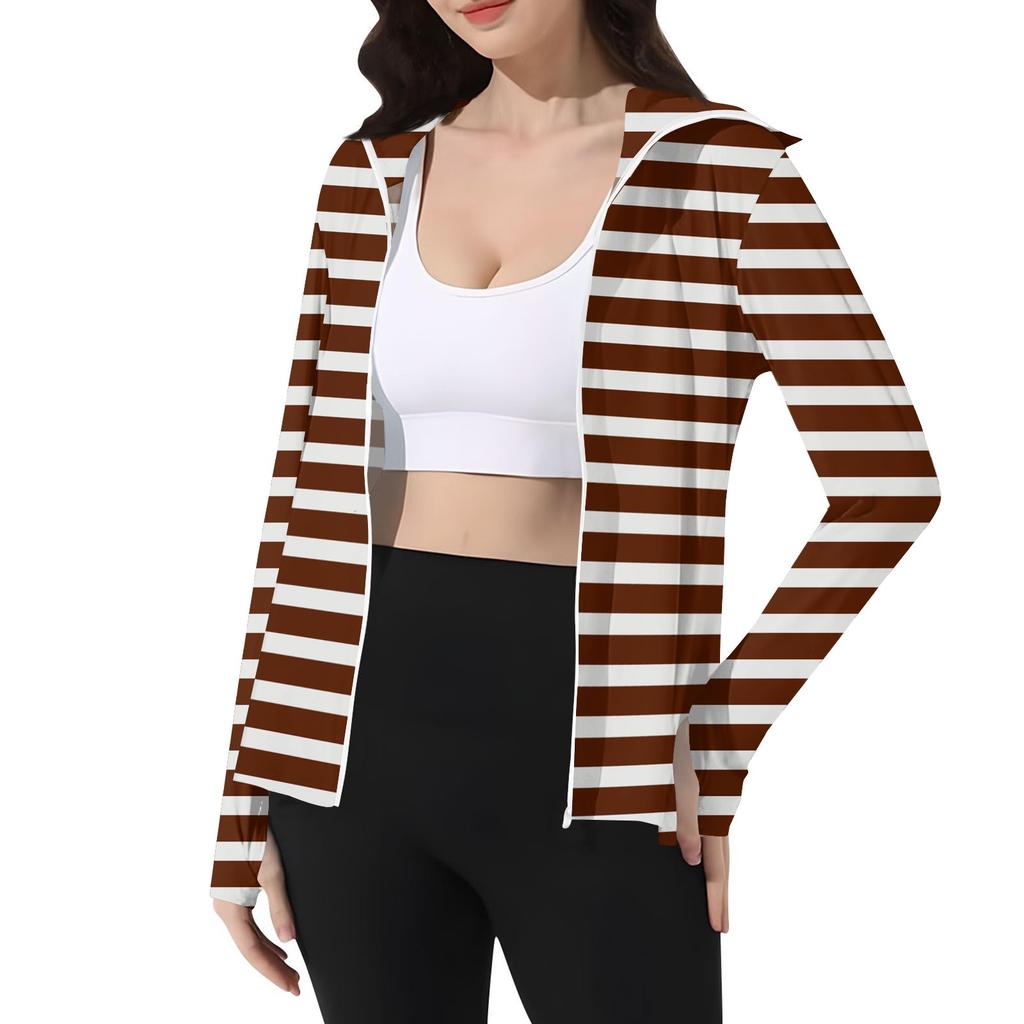 Women's Printed Ice Silk Hooded Lightweight Long Sleeve Sun  Jacket Top