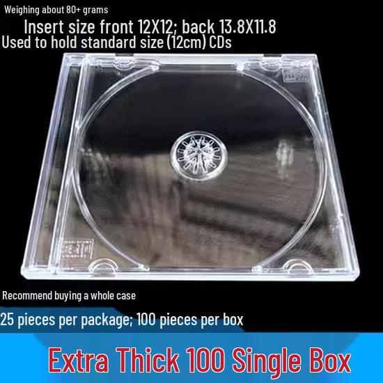 Dicke transparente CD-Aufbewahrungsbox mit zwei Scheiben und Einsteckseite