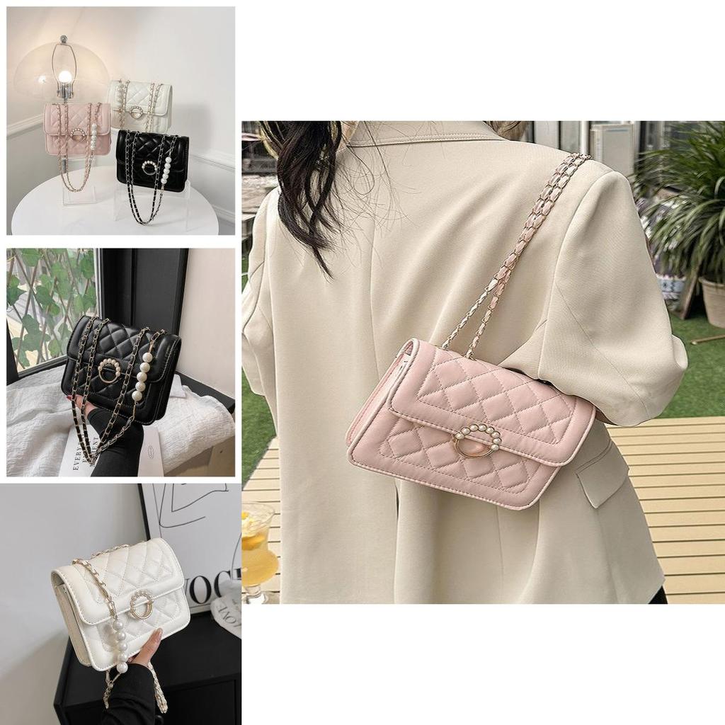Trendy Chic Grid Chain Crossbody Bag 2023 New Fashionable Pu Small Shoulder Bag Women