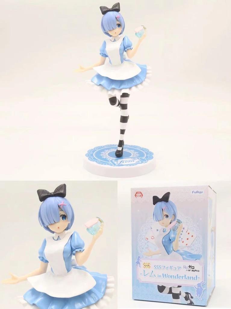 Rem Figure Anime Re:Life In A Different World From Zero Figure Super Special Series In Wonderland Blue Maid Outfit Doll Model