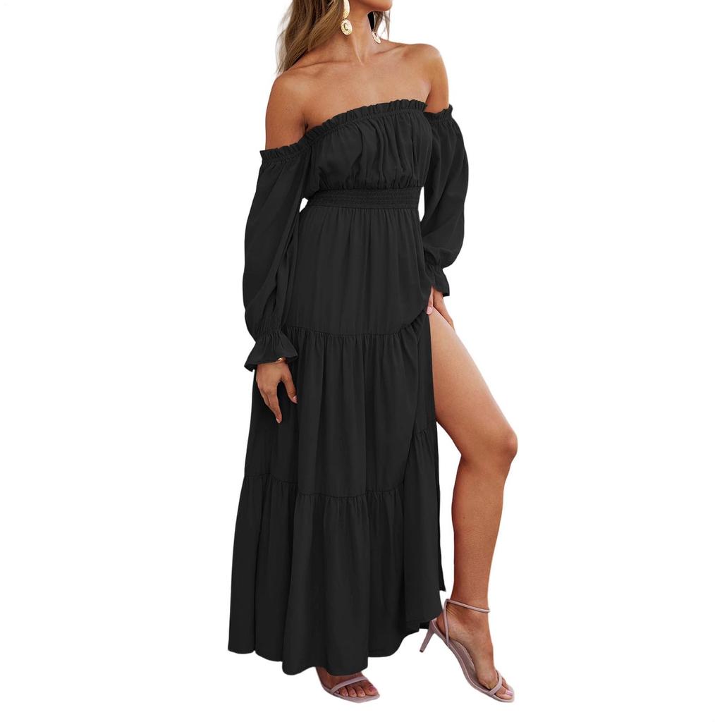 Summer Dresses Women Trendy 2026 Off Shoulder Long Sleeve Maxi Dress Boho Dresses for Women Sundresses for Women