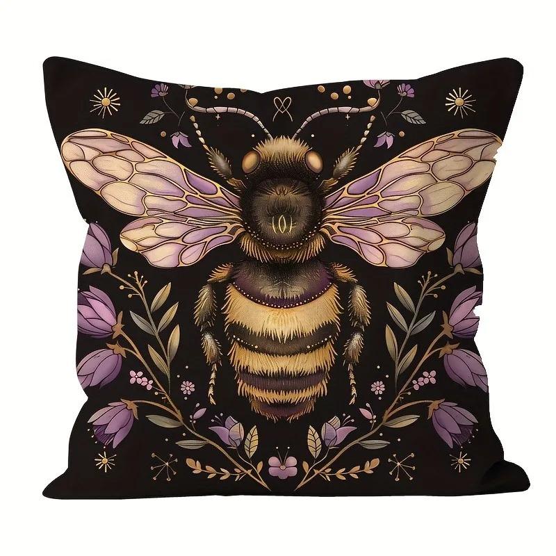Home Decor Kussensloop Mystiek Vintage Bijenpatroon Print Slaapkamer Woonkamer Bank Decoratief Kussenhoes 40x40cm