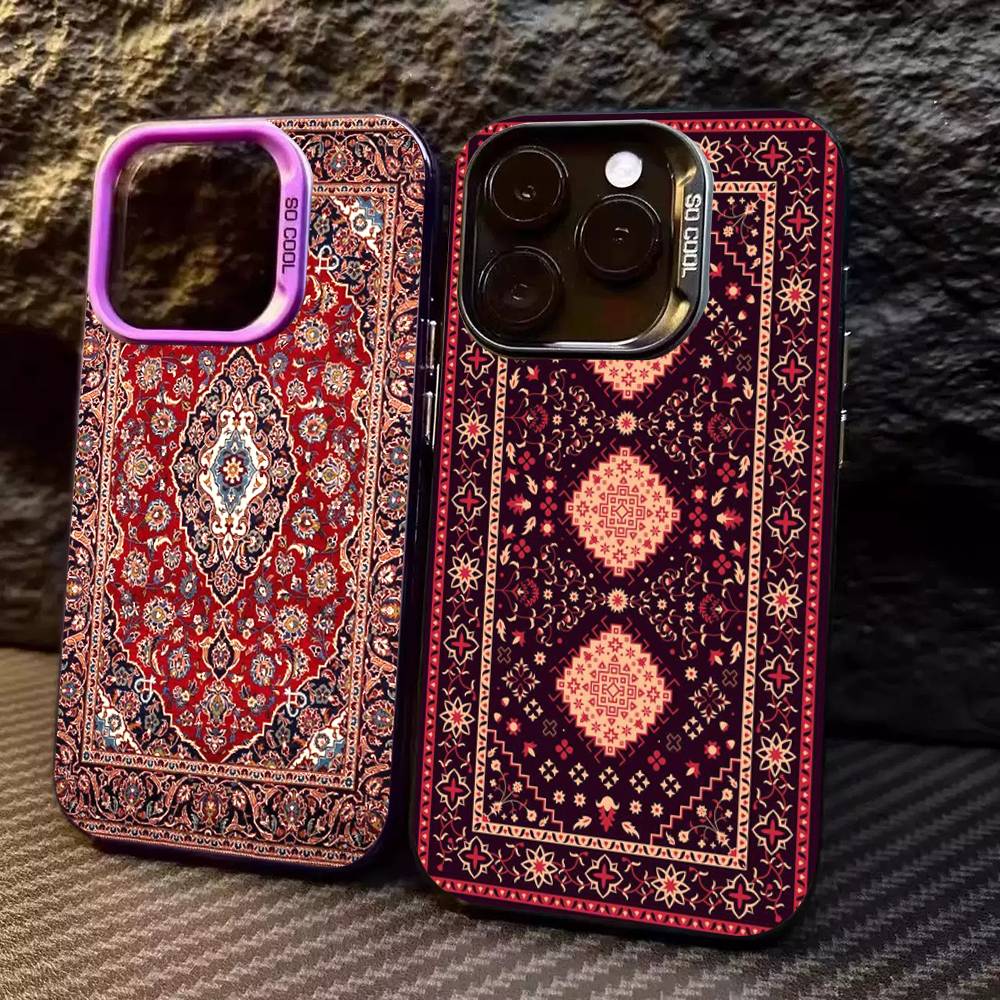 Persian Carpet Floral Pattern Phone Case For IPhone 17 16 15 14 13 12 11 Pro Max Plus Pro Colorful Shell