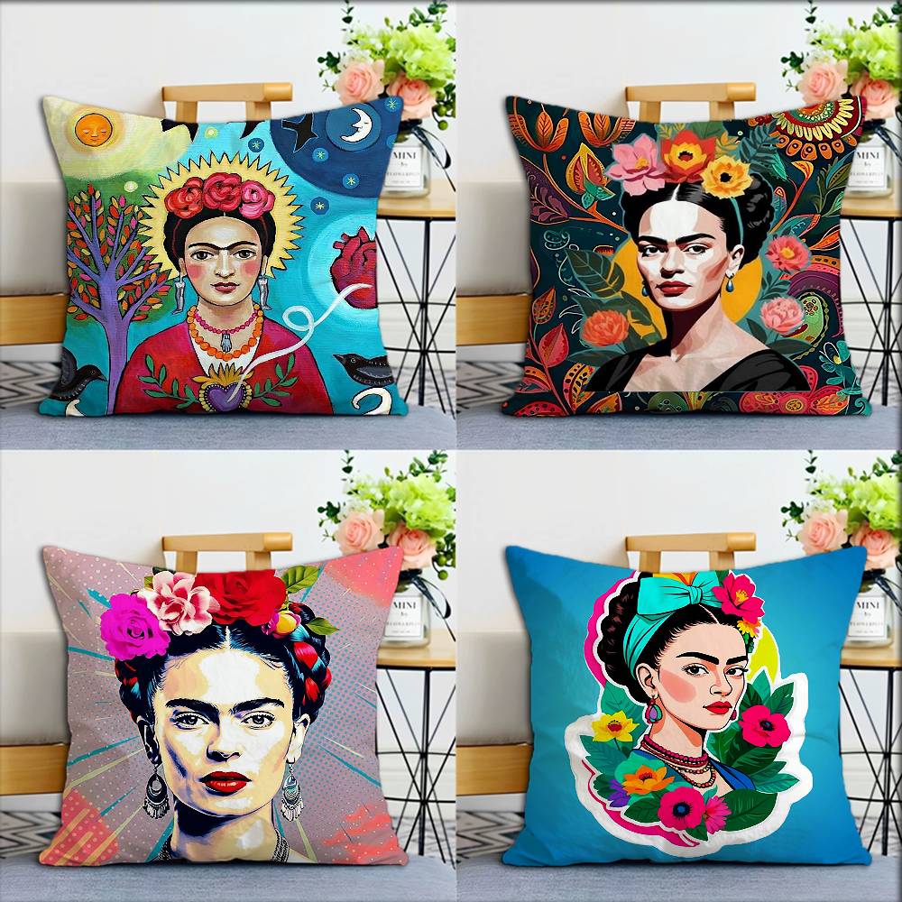 Exquisite Ornaments Unisex F-Fridaes Design K-Kahlos World Various Sizes Square Pillow Case For Car Home Bedchamber Decor