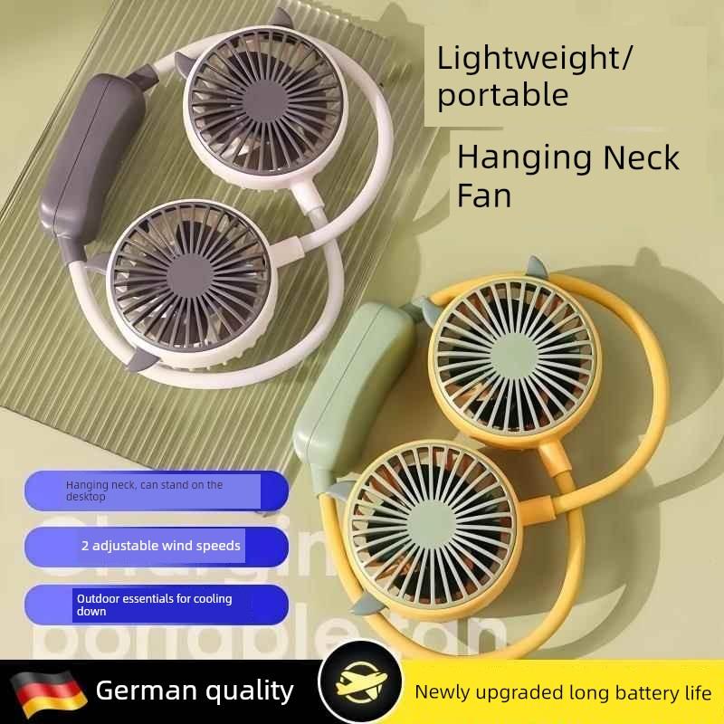 Portable Neck Fan for Lazy People, Convenient USB Charging Model, Small Personal Cooling Device for Men and Women Students, Ultra-Long Battery Life