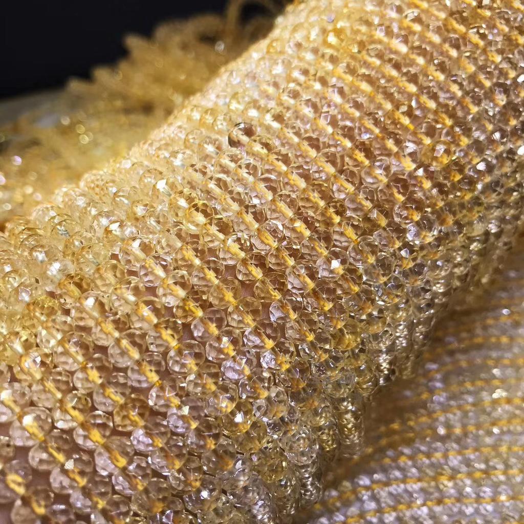 Natural Crystal Citrine flat beads, disc beads, faceted beads, loose beads, semi-finished products Buddhist bead string accessories long chain