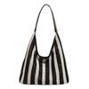 Niche woven bag shoulder striped large bag new tote bag leisure vacation wind beach bag bucket bag