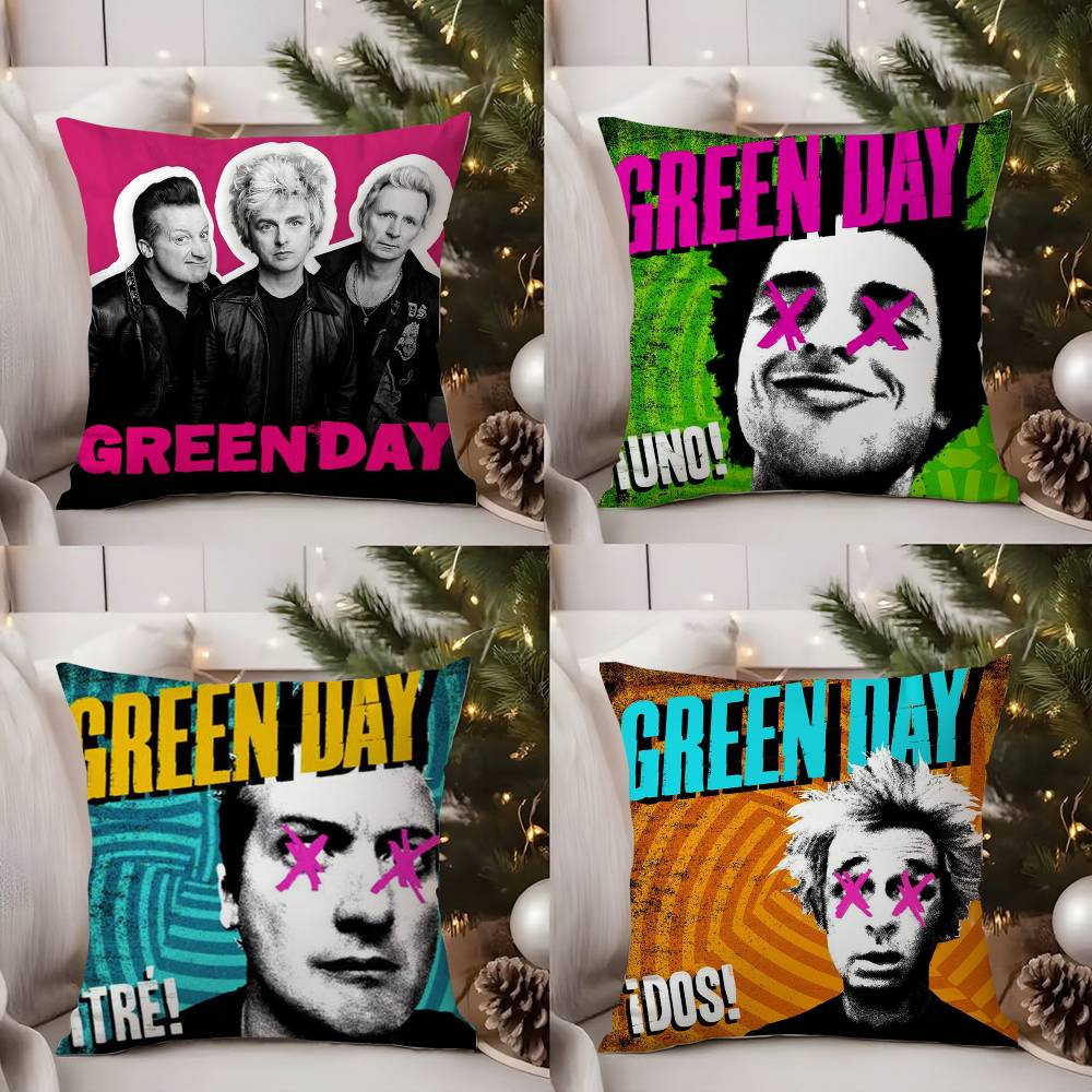G-Green Day S-Saviors Pillow Case Sofa Short Plush Double-Sided Hd Printing Room Home Office Gift Cushion Cover