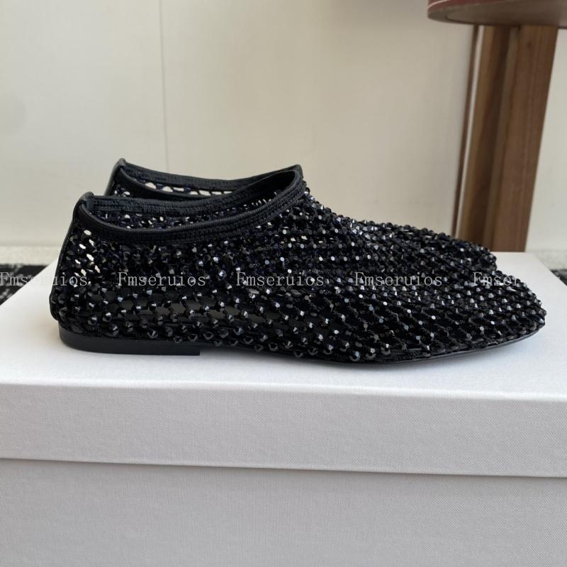 New Women Casual Shoes Square Toe Slip on Mesh Hollow Out Flats Rhinestone Solid High Quality Summer Beach Dress Holiday Sandals