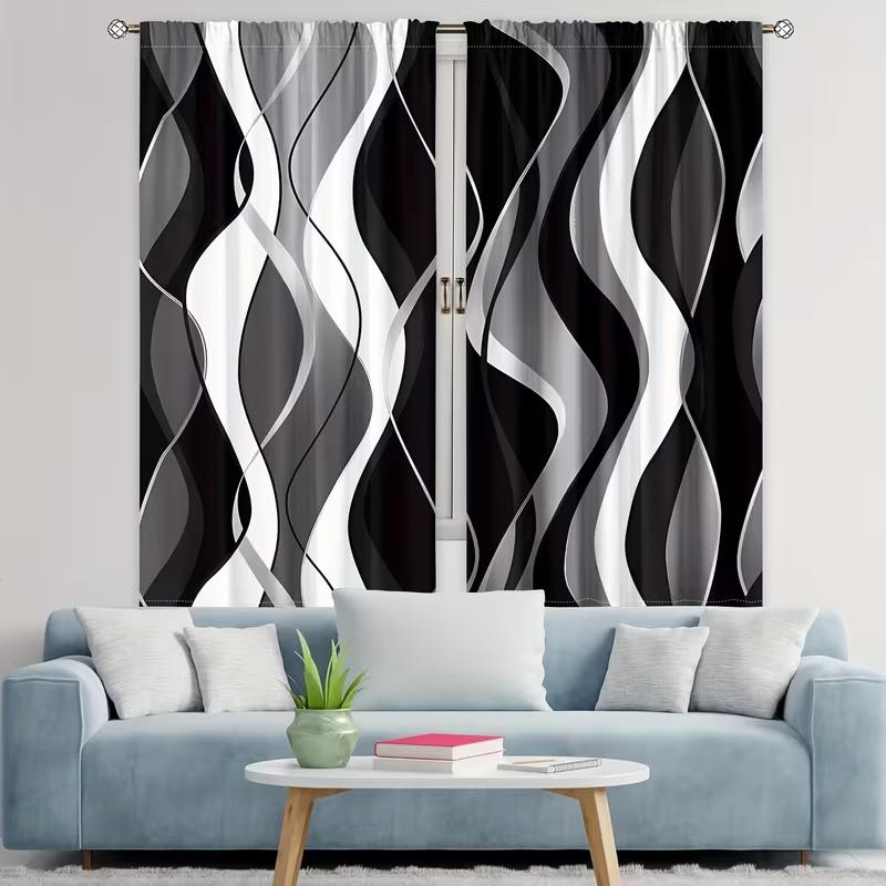 Elegantní sada Vikama Styl Abstraktní Geometrické Pruhované Závěsy Vhodné Dekorace Domu Závěs do Obývacího Pokoj Polyester Ideální Pro Oblast