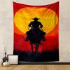 Silhouette Cowboy with Sunset Backdrop Patterned Tapestry for Bedroom and Living Room Home Decor