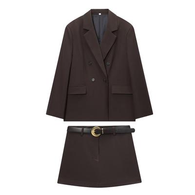 2025 Women's Winter Double-Breasted Lapel Suit + Skirt/Pants Set