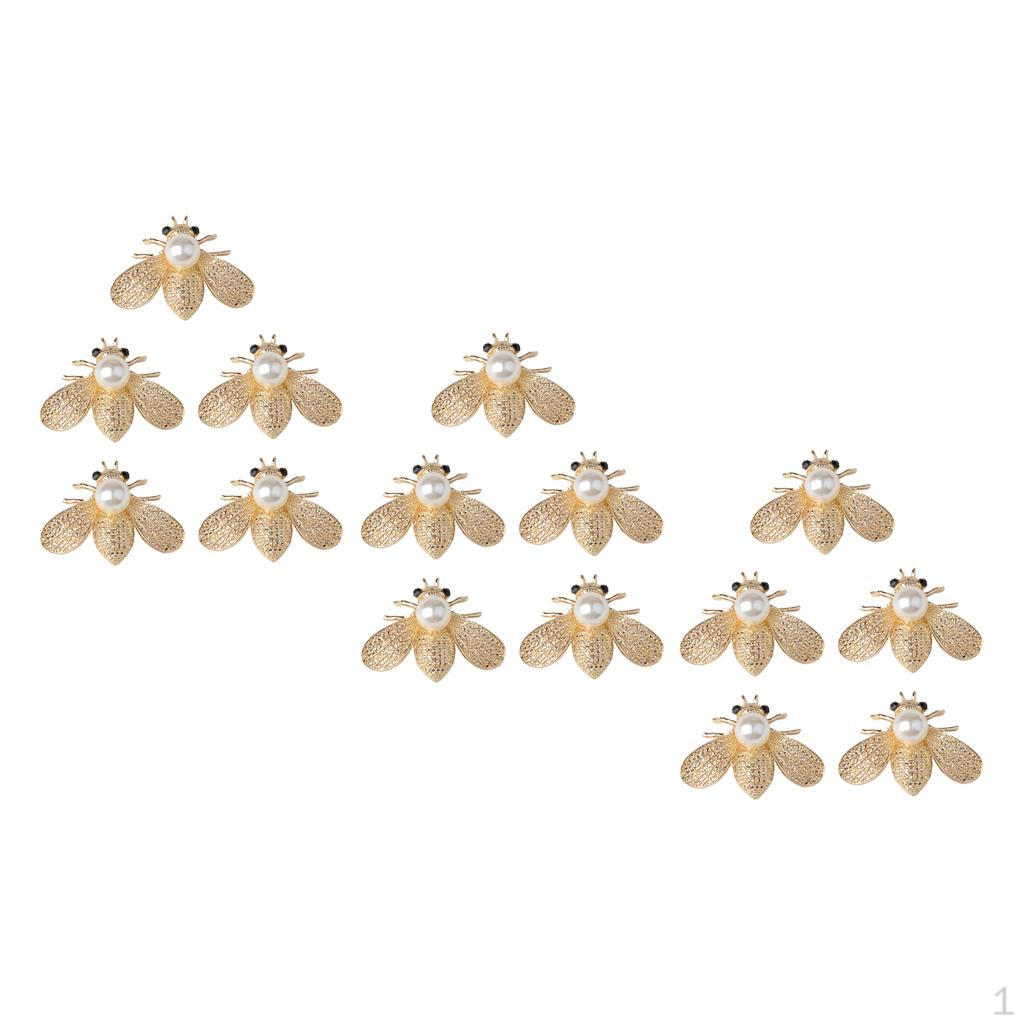 

15Pcs Faux Embellishment Honeybee Button Flatback Wedding Decoration DIY Alloy Accessories