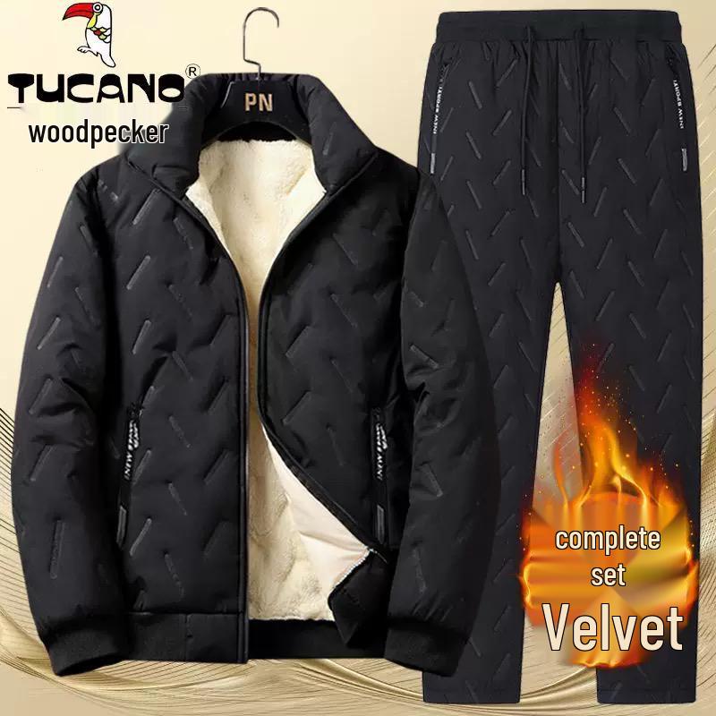 Woodpecker Herren Winter Warme Baumwoll-Sport-Hosen Set aus Lammwolle & Fleece