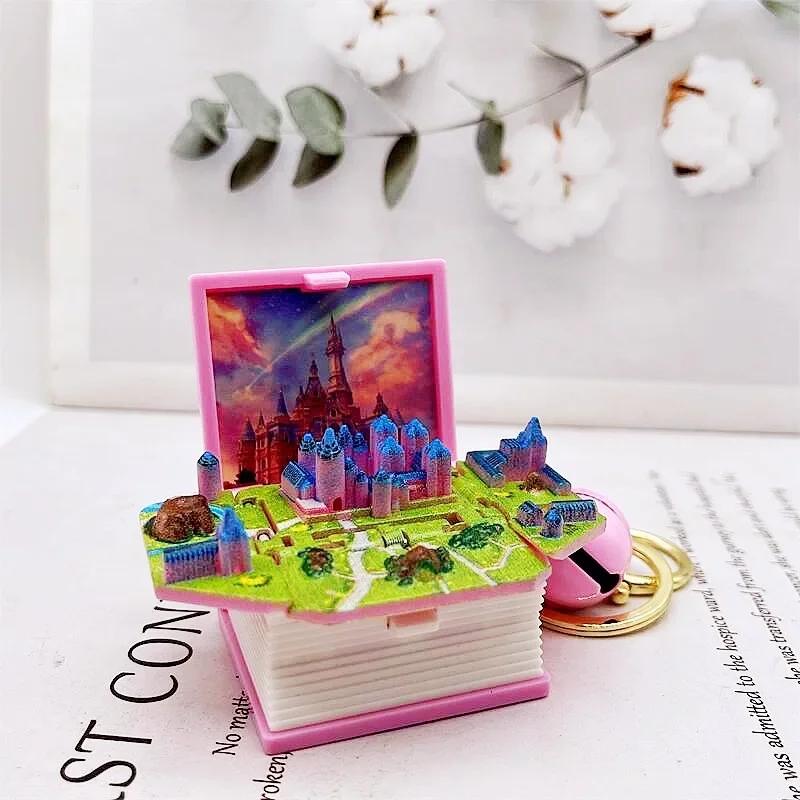 3d Dinosaur Castle Folding Book Keychain Pendant Cartoon Astronaut Soccer Field Pendant Anxiety Stress Children Kids Toy