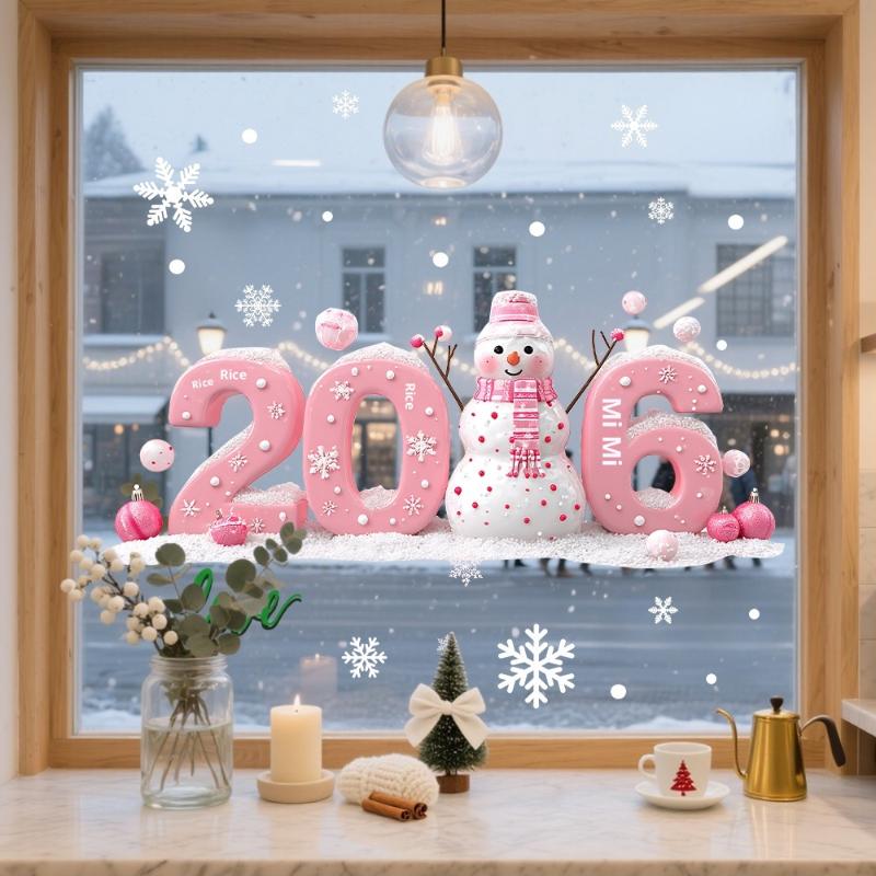 2026 Merry Christmas Glass Window Stickers Cartoon Designs Decals Stickers For Home Xmas Ornaments Gifts