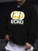 Felpa Grigio Chiaro ECKO FUNCTION con Stampa Lettere sul Petto e Logo Classico Rinoceronte, Felpa Pullover Larga Casual Sportiva Street Hip Hop