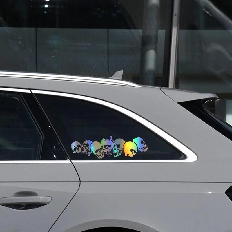 New SKULL Vinyl Car Stickers The Whole Body Decals PVC Glue Sticker Fashion Black White Laser