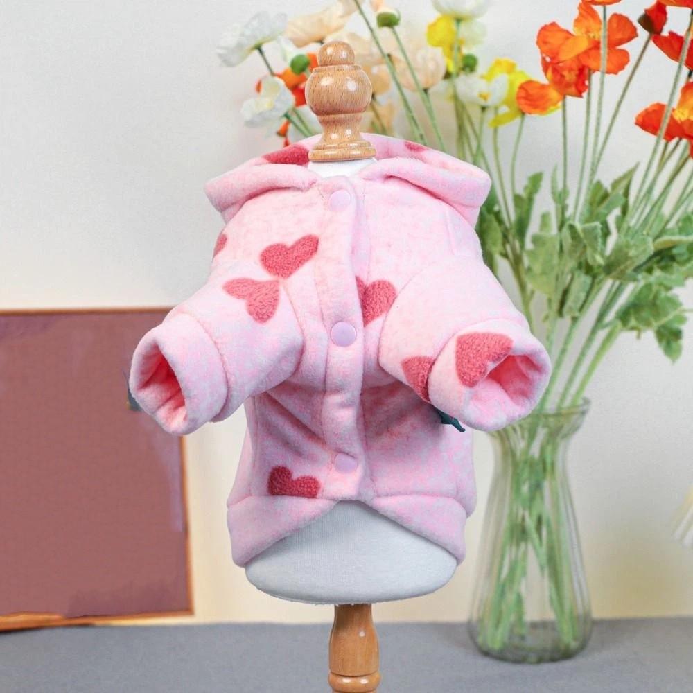 Cute Pet Hooded Cardigan Super Soft Valentine's Day Pet Clothes Dog Hooded Jacket Autumn Wear