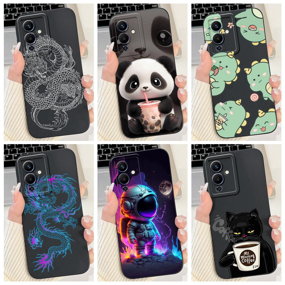 Cartoon Fashion Back Cover For Infinix Note 12 Pro 5G Phone Case Infinix X671B Soft Silicone Dragon Astronaut Black Cat Funda