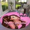 Floral Dreams Custom Name Round Area Rug Carpet Rug For Living Room Bedroom Sofa Playroom Decor Nonslip Floor Mat
