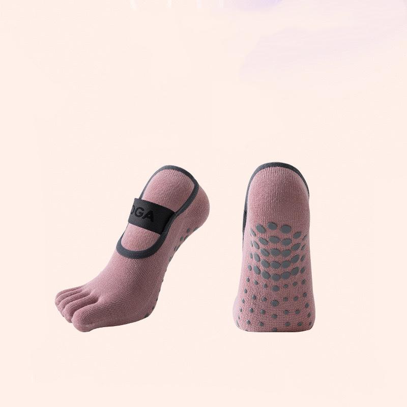 New Women Anti Slip Pilates Socks Five Toe Silicone Non-Slip Yoga Sock Bandage Ballet Dance Ladies Fitness Sports Cotton Sock