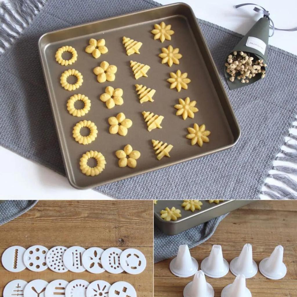 1 stk-Kakedekorasjonspistolsett Kakekjeks Konditori Sprøyte Dyser i rustfritt stål Klemmer Ekstruder Bakeverktøy