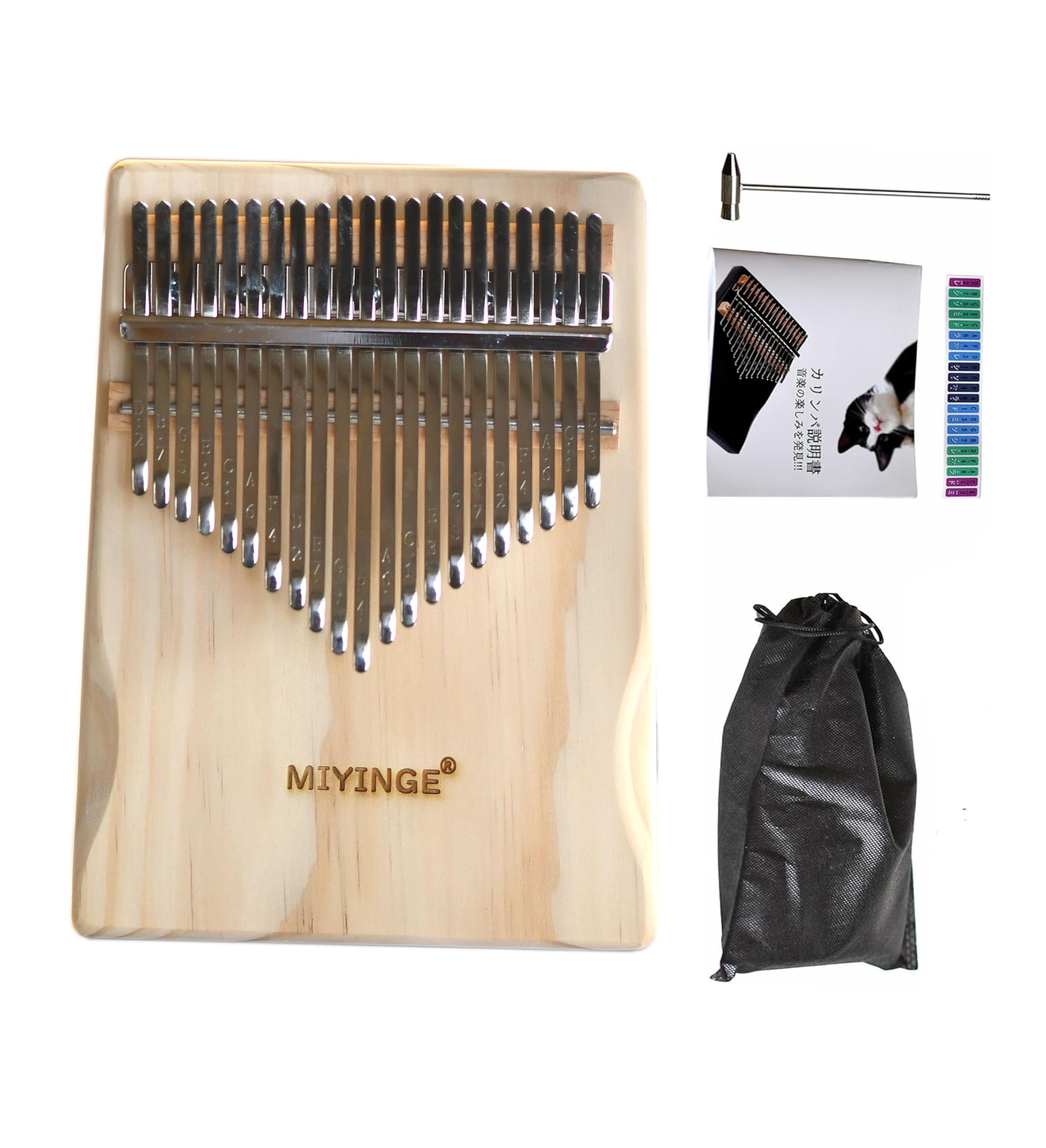 

MIYINGE kalimba made of natural solid pine wood thumb mini kalimba for beginners mini key pine wood Kalimba, 21-tone wood, kalimba, 21-key kalimba,