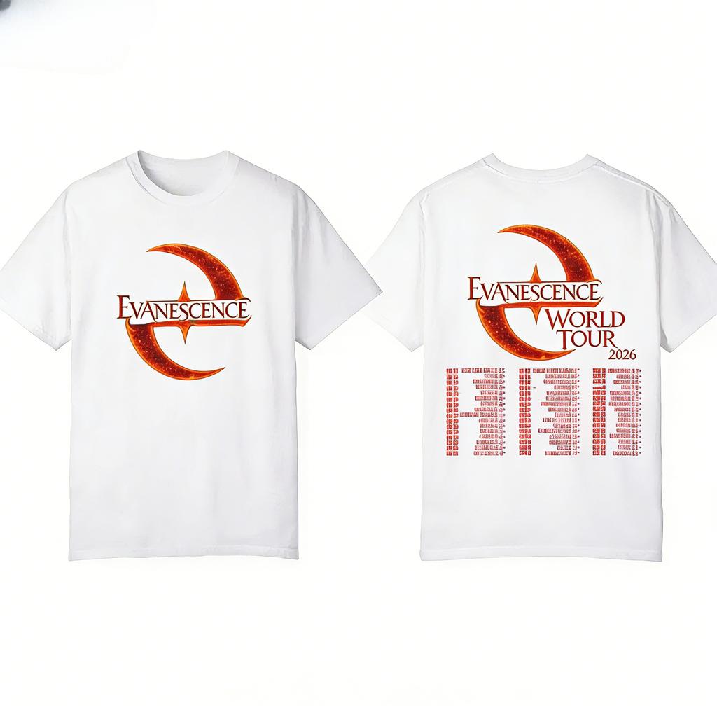 Evanescence Tour 2026 Concerto Maglietta in Puro Cotone Comoda Traspirante Alta Qualità Estiva Nuova Abbigliamento Unisex Donna T Shirt