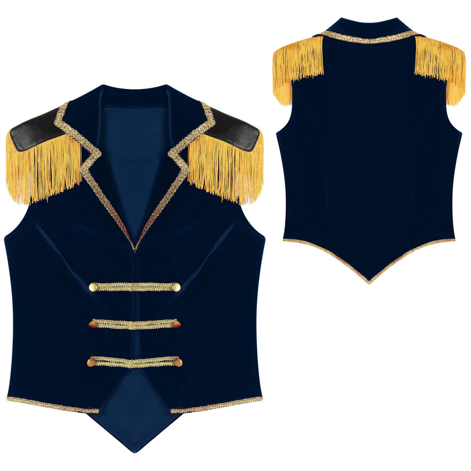 

Жіноче циркове капелюх Роль Палі Одяг Оксамитовий лацкан Жилет Верхні костюми для дорослих на Хелловін XL темно-синього кольору