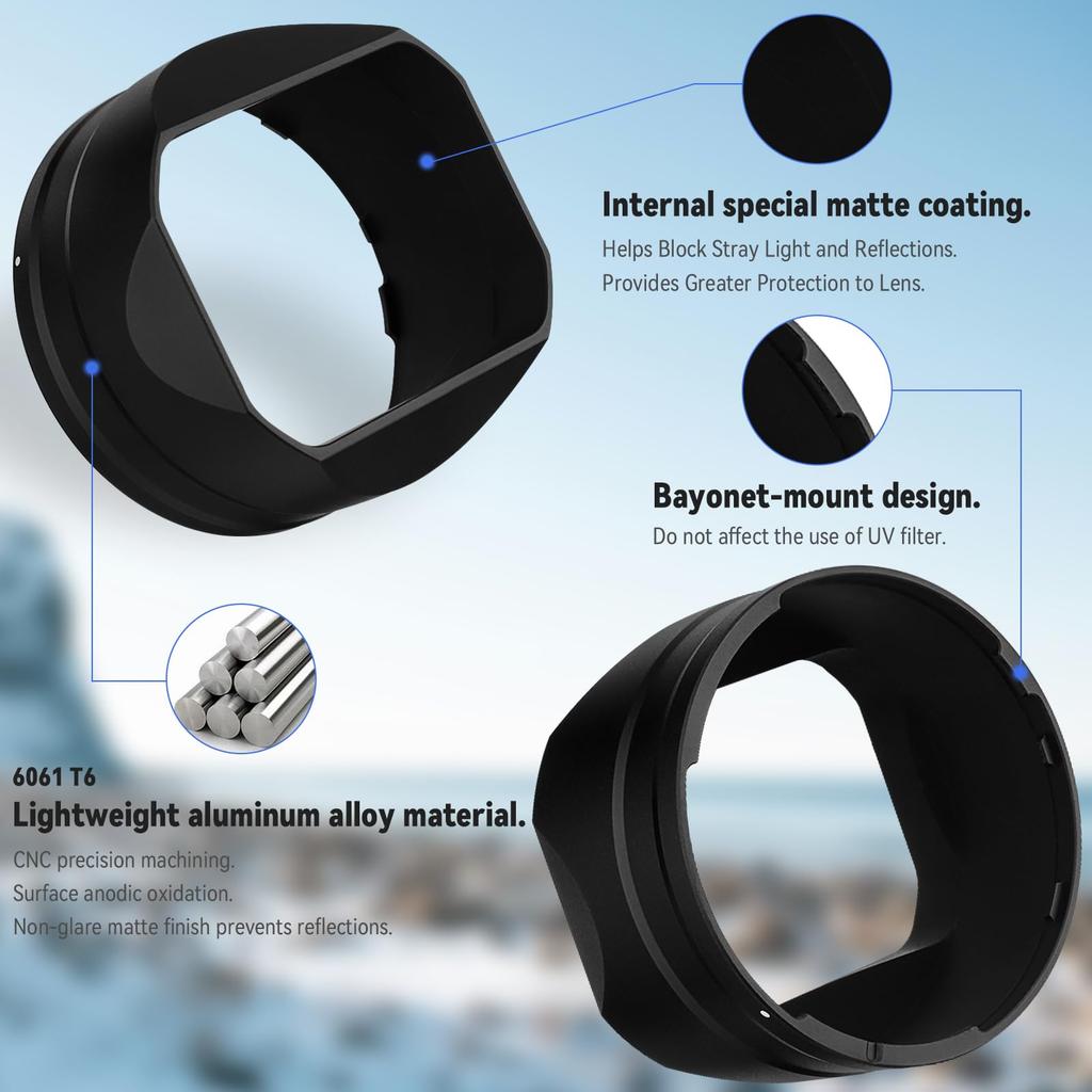 Haoge Metal Square Lens Hood for RICOH GRIII GR3 HDF Camera Accessories LH-HGR3